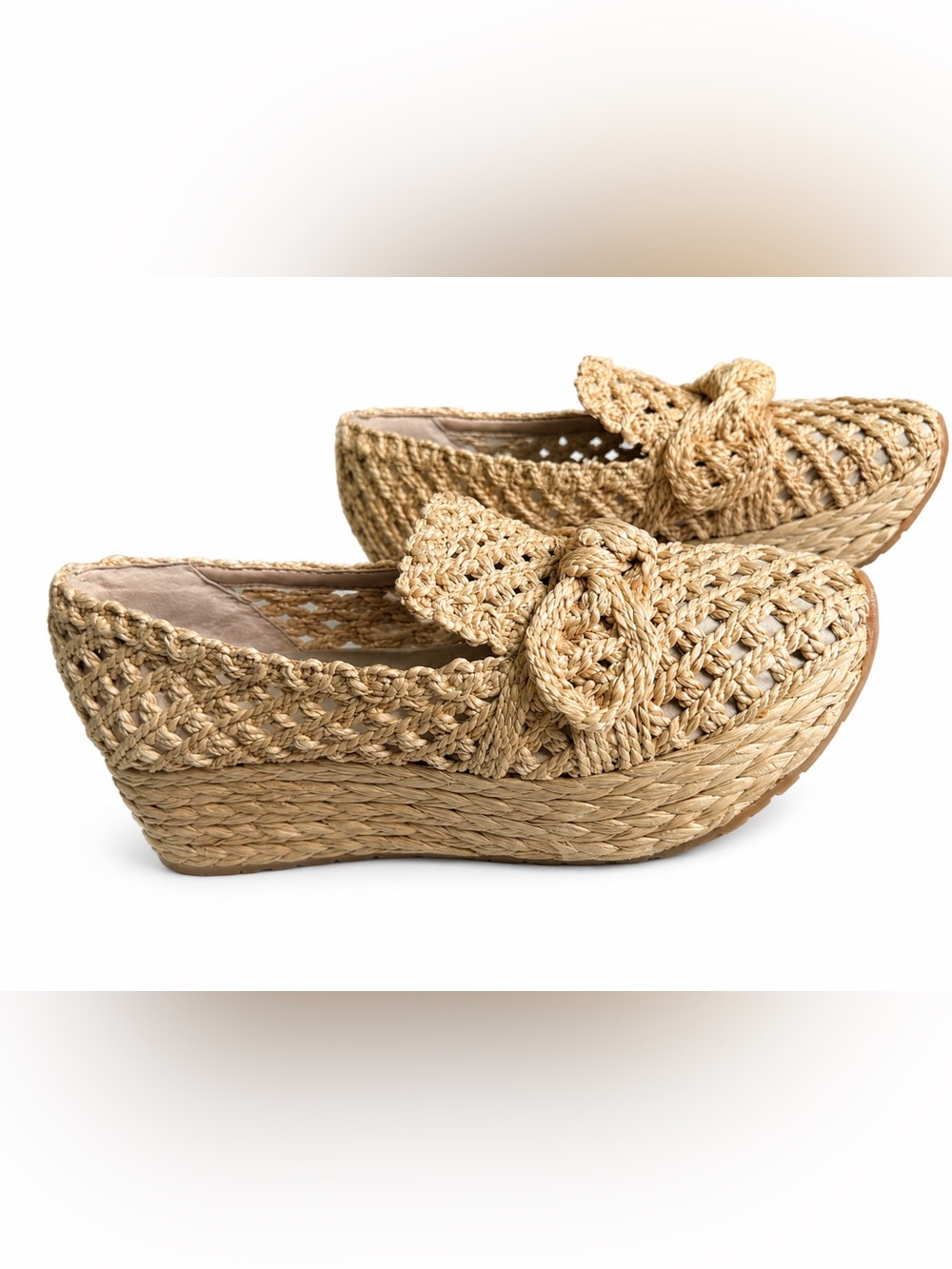 Dolce Vita Jaka Espadrille Wedge LT Natural Raffia Bow Shoes Size 8 BNWB - Picture 8 of 15